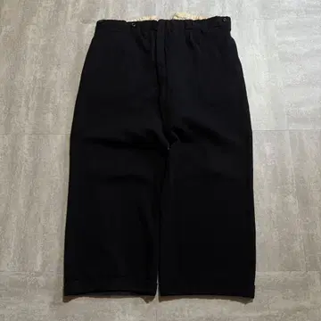 60s 유로 빈티지 울 개버딘 와이드 스트레이트 슬랙스 두꺼운 블랙