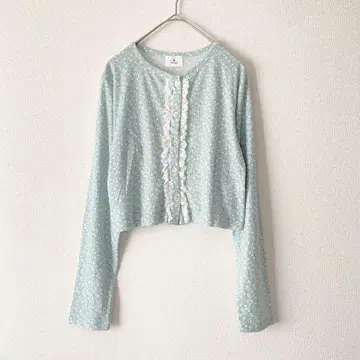 [ 새상품급 ] merry jenny 꽃무늬 가디건 숏 기장 그린