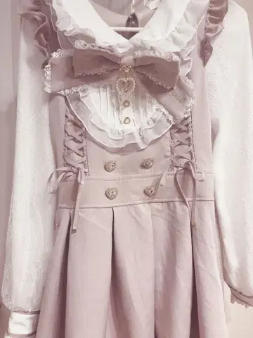 LIZLISA 프릴 요크 리본 셋업 핑크