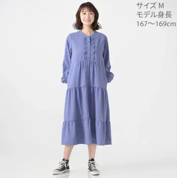 앤드러브 버터플라이 레이스 티어드 원피스 프렌치 블루 3L