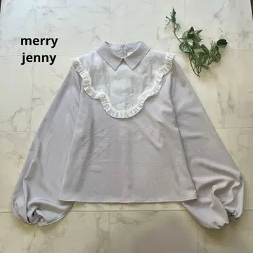 새상품급 merry jenny 컬러 프릴 블라우스 벌룬 슬리브
