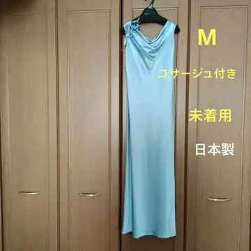 [ 미착용 ] 롱 드레스 9호 스카이블루 코사지 부착