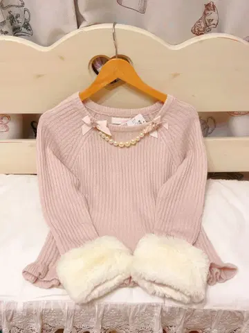 LIZ LISA 소매 퍼 니트탑