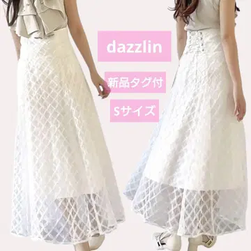 새상품 dazzlin 다즐린 체크 튤 코르셋 스커트 화이트 S