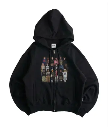 픽셀 모델 디자인 지퍼 후디