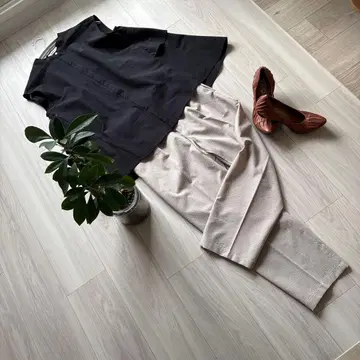 새상품급 [무인양품] 스트레치 축구 이지 테이퍼드 팬츠 S 베이지