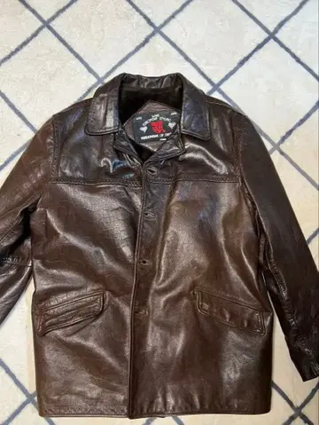 [90s] 천연 가죽 소가죽 레더 코트 중후 다크 브라운