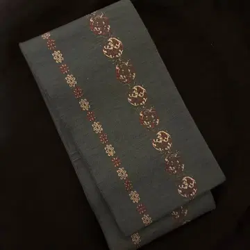 키류 직물 길상 문양 청록색 반폭 오비