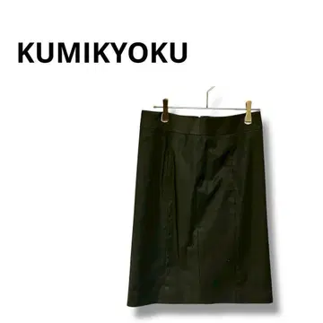 [쿠미쿄쿠] 타이트 스커트 무릎 기장 심플 무지 성인 그레이 3