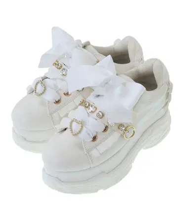 LIZLISA 비쥬 벨트 통굽 스니커즈 M 사이즈 화이트