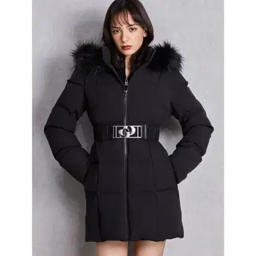 GYDA 퍼 포함 다운 자켓 벨트 없음