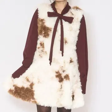 loinnuit 인조 모피 미니 원피스