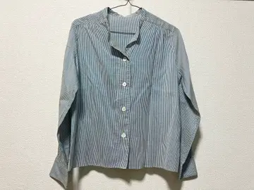 마가렛호웰 밴드 카라 코튼 실크 스트라이프 셔츠 2 M 새상품급