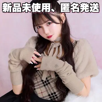 미셸 마카롱 퍼 슬리브 체크 니트탑 미셸 마카롱