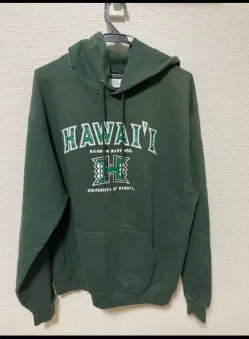 [양면 프린트!] 하와이 대학 Champion 후드티 다크 그린
