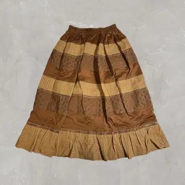 00's 롱 스커트 허리밴딩 패치워크 패턴 NEO 모리걸