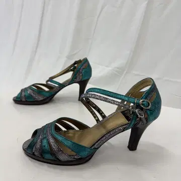 히미코 터콰이즈 실버 스트랩 하이힐