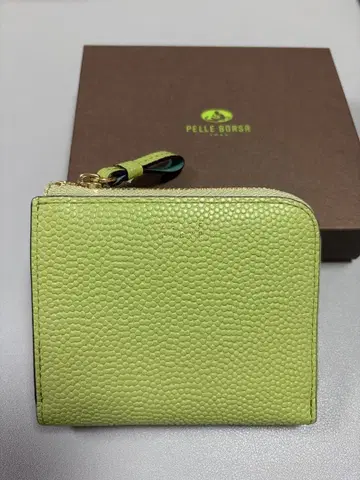 PELLE BORSA 페레보르사 L자 지퍼 미니 지갑 레터스 그린