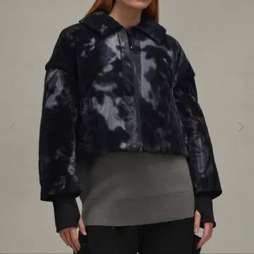 Y-3 다크 블루 타이다이 크롭 자켓