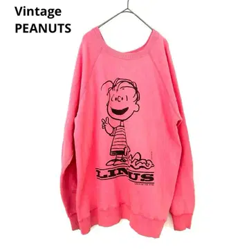 빈티지 피넛 맨투맨 라이너스 스누피 PEANUTS 핑크