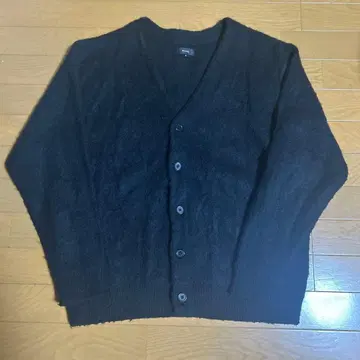 BEAMS 모헤어 혼방 샤기 니트 가디건 블랙 M 빔즈