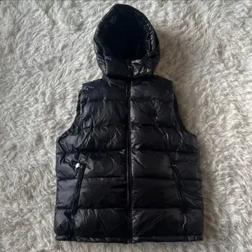 L 블랙 충전솜 다운 베스트 후드 탈부착 가능 남녀 공용