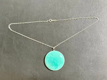 터콰이즈 꽃 조각 실버 925 목걸이