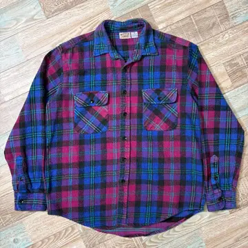 90s FIVEBROTHER 파이브브라더 플란넬 셔츠 보라색 파랑 M