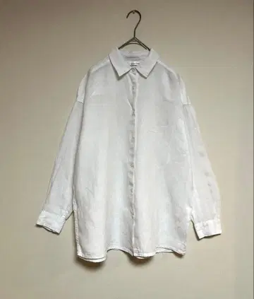 아바하우스 프렌치 린넨 셔츠 화이트 프리 루즈핏