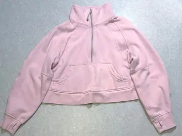 룰루레몬 스쿠바 하프 지퍼 퍼널 넥 핑크 XS