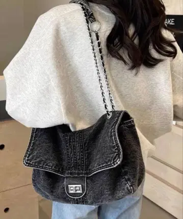 REMUR 렘스 빈티지풍 데님 체인 숄더백