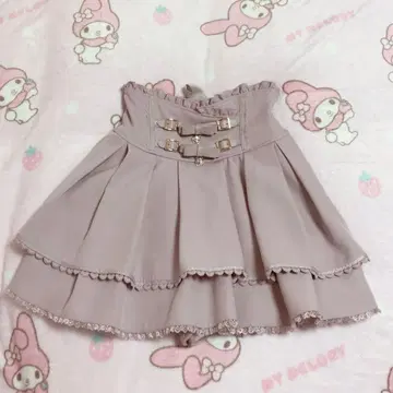 LIZLISA 2단 리본 벨트 치마바지 핑크