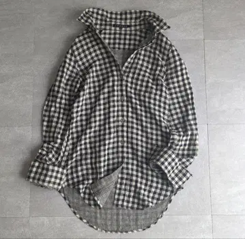 띠어리 Theory 깅엄 거즈 셔츠 체크 코튼 울