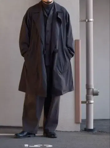 24AW maatee&sons 그레이 샴브레이 오버코트