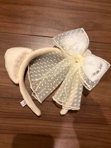 키티 리본 머리띠 화이트