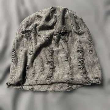 데미지 가공 그레이 니트 비니