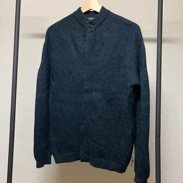 SLOW GUN 알파카 혼방 비익 가디건 다크 블루 그린