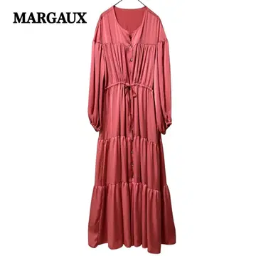 MARGAUX 마르 고 롱 원피스 티어드 새틴 트로미 맥시 길이