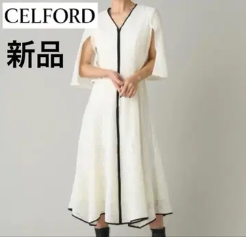 CELFORD 셀포드 타일 레이스 파이핑 원피스 아이보리 36