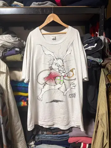 90s ANDAZIA 원더랜드 앨리스 화이트 토끼 Tee