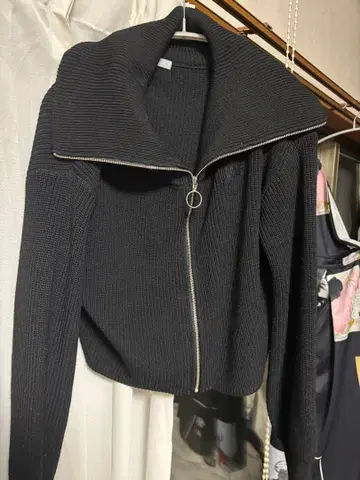 JILL by JILL STUART 블랙 니트 집업 후드티