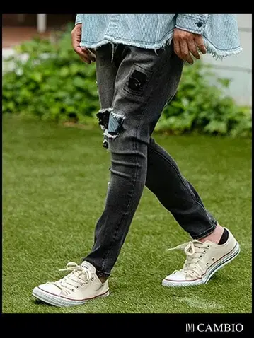 [ CAMBIO 카비오 ] 데미지 데님 조퍼즈 팬츠(A33024cmb)