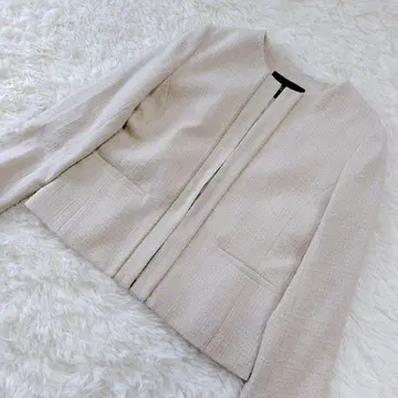 그린 라벨 릴랙싱 노카라 트위드 자켓 베이지