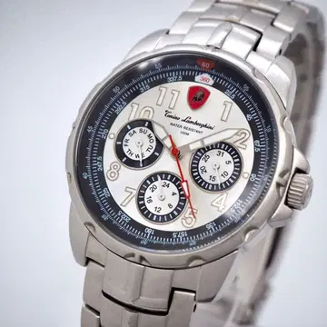 64 작동 람보르기니 남성용 시계 크로노그래프 실버 네이비