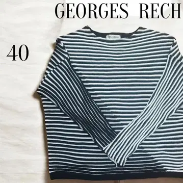 GEORGES RECH 40 보더 x 스트라이프 절개 보트넥 상의