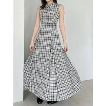 dazzlin 베스트 코르셋 레이스업 원피스 블랙 체크 M