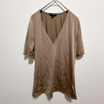 EXPRESS V넥 M 풀오버 새틴풍 베이지 반팔 여성용