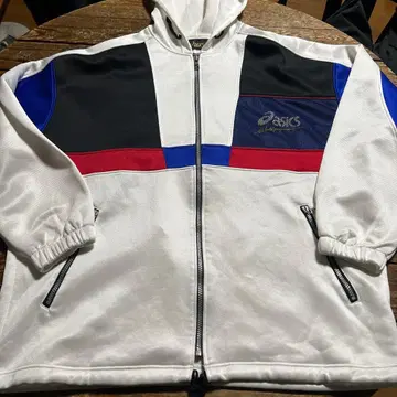 아식스 집업 후드티 저지 맨투맨 화이트 XL 사이즈