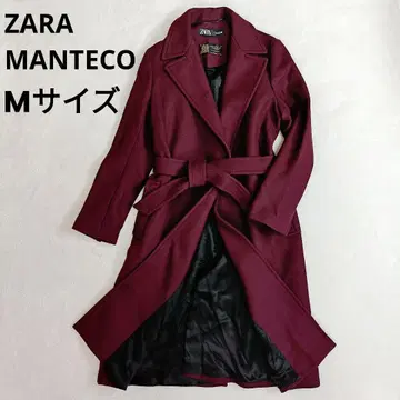 ZARA MANTECO 벨티드 맥시 코트 보르도 롱 M 자라