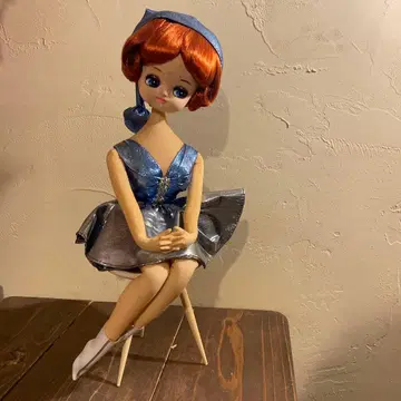 [레어 희귀품] 쇼와 레트로 스키요 인형 포즈 인형 리본 마크